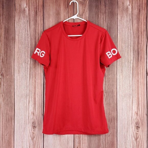 Bjorn Borg Mens Size Large Hydro Pro Active Performance Athletic T-Shirt Tee Red - Picture 1 of 10